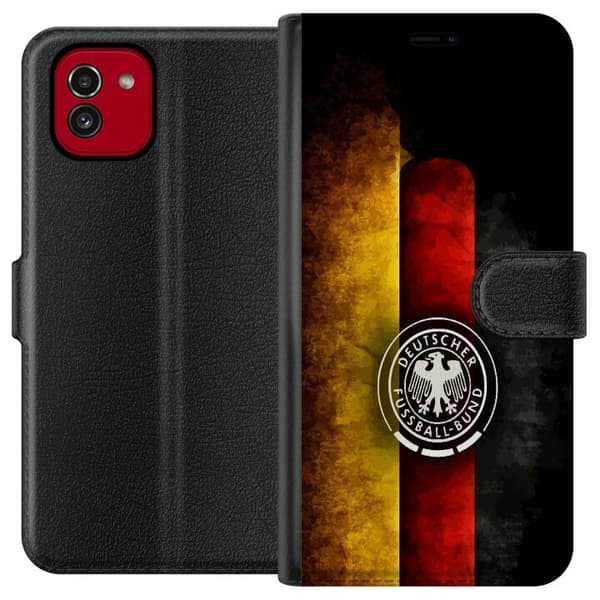Kompatibel Tegnebogsetui til Samsung Galaxy A03 Tysk fotbollsemblem sort