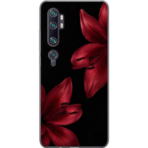 Kompatibel Mobilcover til Xiaomi Mi Note 10 Pro Karmosinrød lilje sort