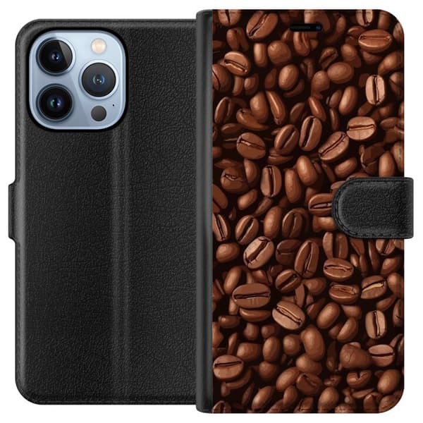 Kompatibelt Lommeboketui til Apple iPhone 13 Pro Kaffebönor närbild brun