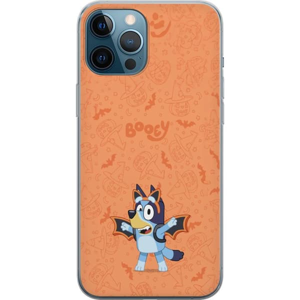 Kompatibelt Mobildeksel til Apple iPhone 12 Pro Max Bluey utkledd som flaggermus med Halloween-tema oransje