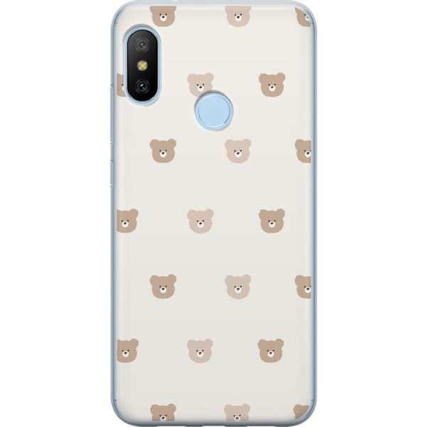Xiaomi Mi A2 Lite Läpinäkyvä kuori Teddy-tausta - söpöt teddykarhut pehmeällä taustalla