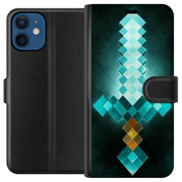 Kompatibelt Plånboksfodral till Apple iPhone 12 mini Minecraft svärd
