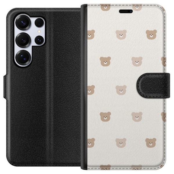 Samsung Galaxy S25 Ultra Tegnebogsetui Teddybaggrund - søde t