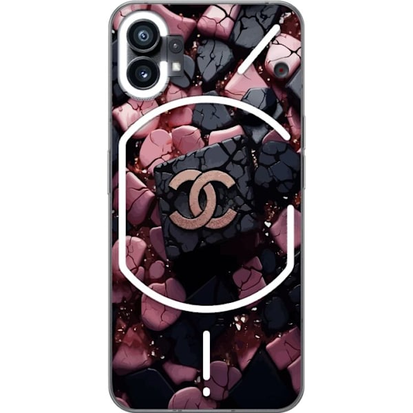 Nothing Phone (1) Läpinäkyvä kuori Chanel Musta ja Pinkki