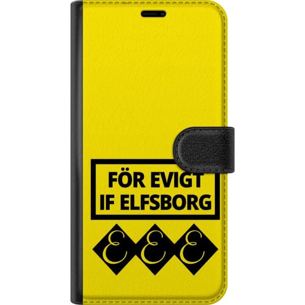 Kompatibel Tegnebogsetui til Samsung Galaxy S10e Gul evighedstekst - Sort supportertekst i rektangulær ramme over tre sorte symboler på gul baggrund gul