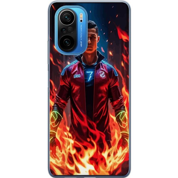 Xiaomi Poco F3 Gennemsigtig cover Ronaldo Inferno - fodboldhelt i flammer