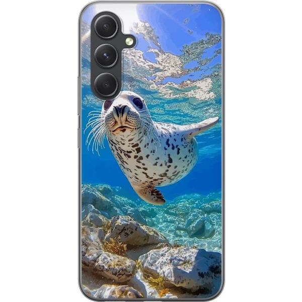 Samsung Galaxy S24 Gennemsigtig cover Salg Hav Svømning Dyremotiv Natur Vandmotiv Blåt Design Marin Tema Populært Motiv Dyreliv
