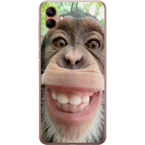 Samsung Galaxy A04 Genomskinligt Skal Chimp Selfie Rolig Grafisk Design Apa Djurmotiv Trend Roligt Motiv Populärt Urban Art Stil