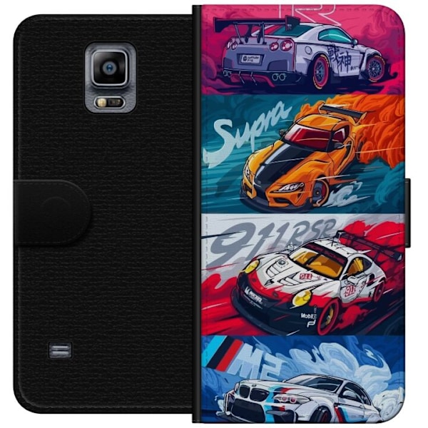 Samsung Galaxy Note 4 Lompakkokotelo Nopeat Autot - Piirretty Kuvio Toiminnalla