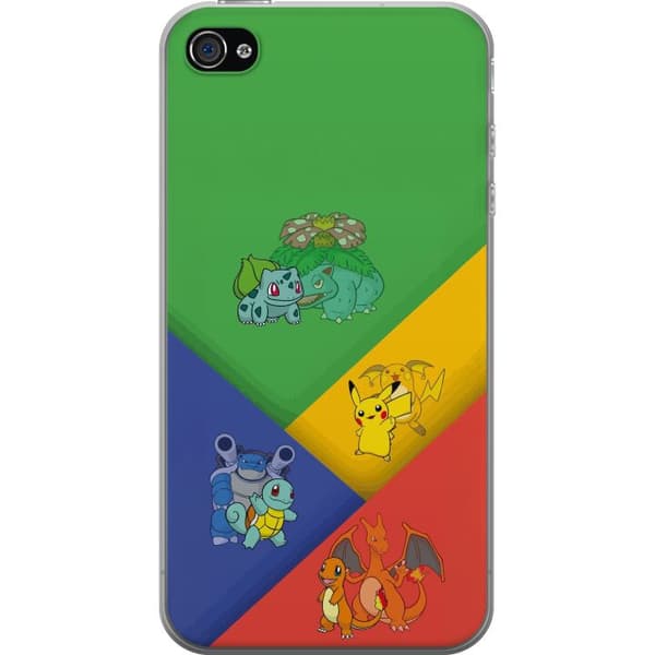 Kompatibelt Mobildeksel til Apple iPhone 4 Første utviklinger med Bulbasaur, Charmander, Squirtle og Pikachu flerfarget