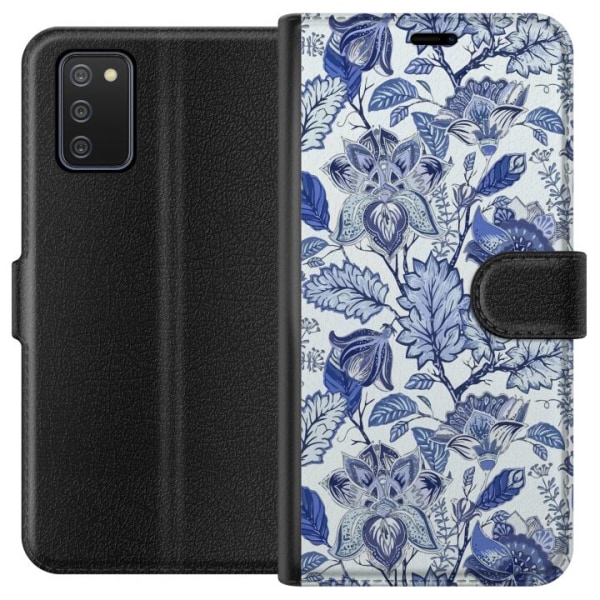 Samsung Galaxy A02s Plånboksfodral Blommor Blå...