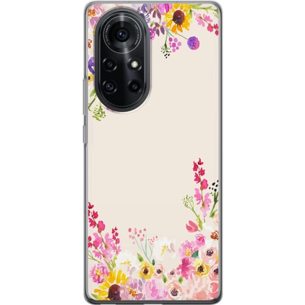 Kompatibelt Mobildeksel til Huawei nova 8 Pro Blommig akvarellram