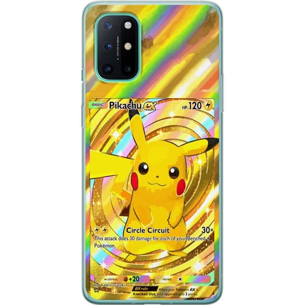 Kompatibelt Mobildeksel til OnePlus 8T Gullig Pikachu EX samlebilde med regnbueeffekter gull