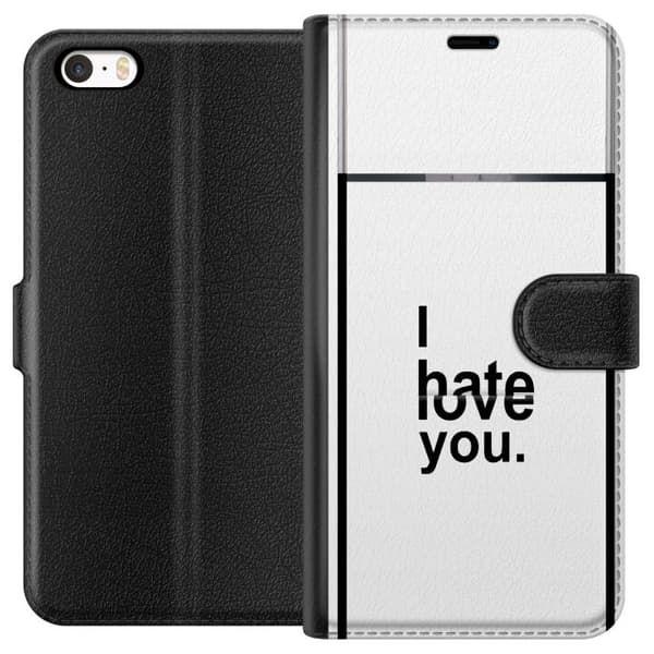 Kompatibelt Plånboksfodral till Apple iPhone 5 I Hate Love You vit