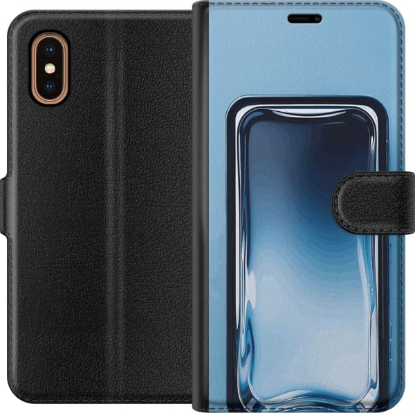 Kompatibel Tegnebogsetui til Apple iPhone XS Max Abstrakt blå glaseffekt med bløde overgange og blanke reflektioner blå