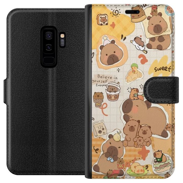 Samsung Galaxy S9+ Tegnebogsetui Kawaii capybara mobilskal med gulliga djurmotiv