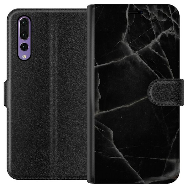 Huawei P20 Pro Tegnebogsetui Sort marmor