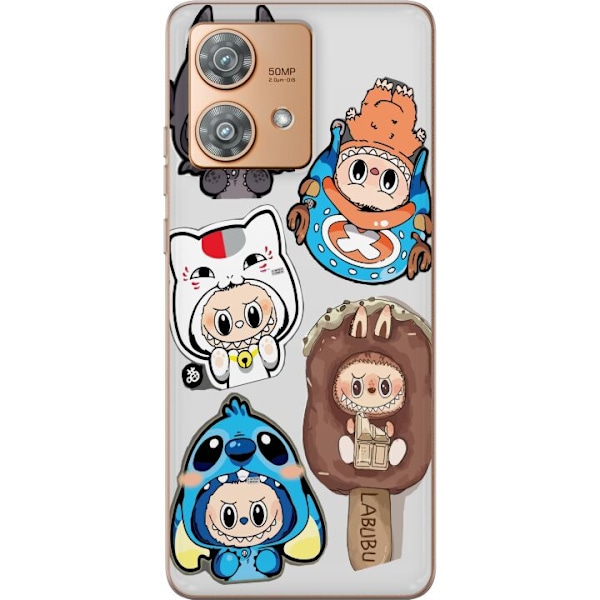 Motorola Edge 40 Neo Gjennomsiktig deksel Labubu figure samling - Pop Mart Labubu The Monsters i fargerik design