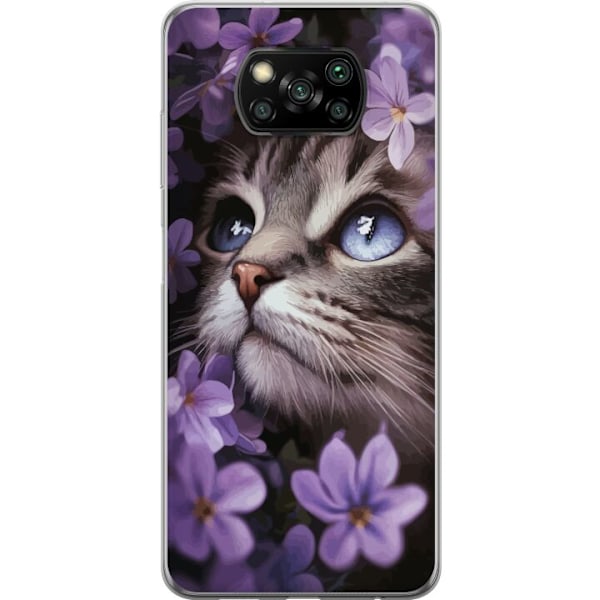 Xiaomi Poco X3 NFC Gennemsigtig cover Kat og blomster