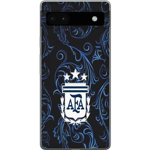Kompatibelt Mobildeksel til Google Pixel 6a Argentinas AFA-emblem på mørkeblå ornamentbakgrunn blå