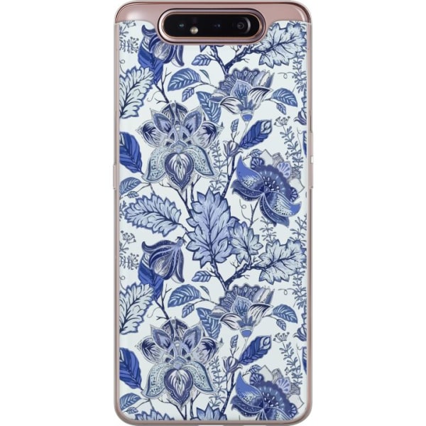 Samsung Galaxy A80 Gennemsigtig cover Blomster Blå...