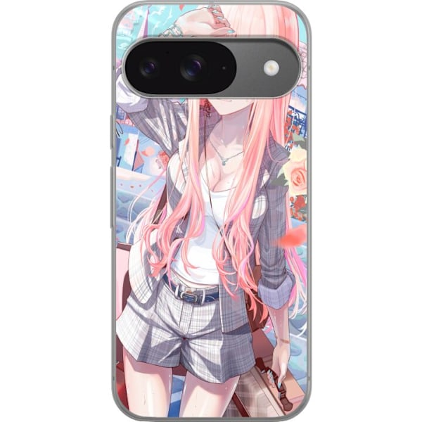 Google Pixel 9 Läpinäkyvä kuori Anime tyttö söpö