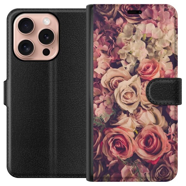 Apple iPhone 16 Pro Tegnebogsetui Blomster