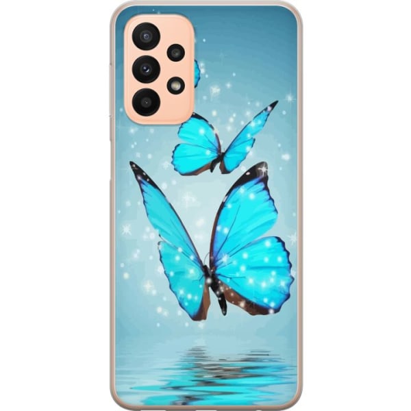Samsung Galaxy A23 5G Genomskinligt Skal Glittrande Fjärilar
