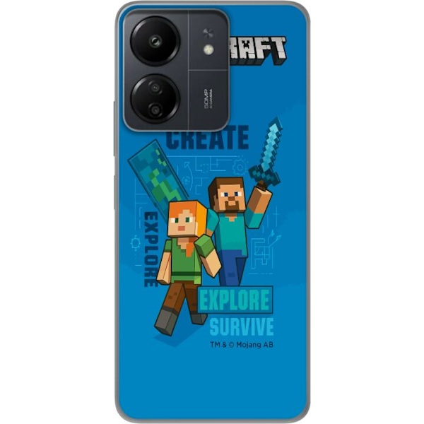 Xiaomi Redmi 13C Läpinäkyvä kuori Minecraft Luolastot