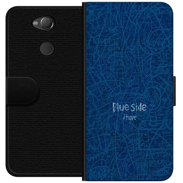 Kompatibelt Plånboksfodral till Sony Xperia XA2 Blue Side klotter blå