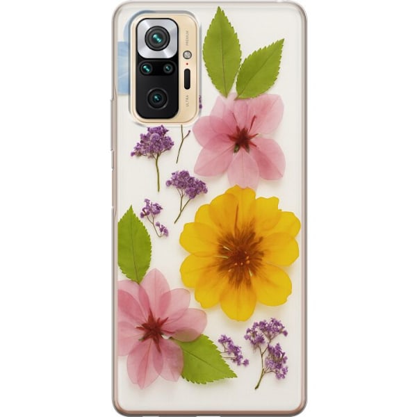 Xiaomi Redmi Note 10 Pro Genomskinligt Skal Pressade blommor
