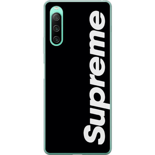 Sony Xperia 10 IV Gennemsigtig cover Supreme Sort Hvid Streetwear Design Klassisk Modeikon Trend Urban Stil Grafiskt Motiv Populær