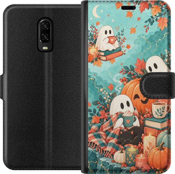 Kompatibel Tegnebogsetui til OnePlus 6T Turkise spøgelser turkis