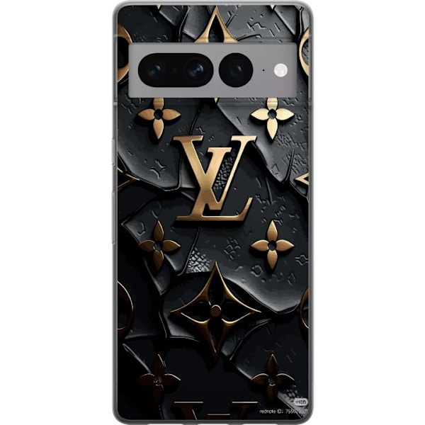 Google Pixel 7 Pro Gennemsigtig cover Louis Vuitton Mørk Tilstand Design Sort Luksus Stil Mode Populær Grafisk Mønster Modeikon Luksusmærke