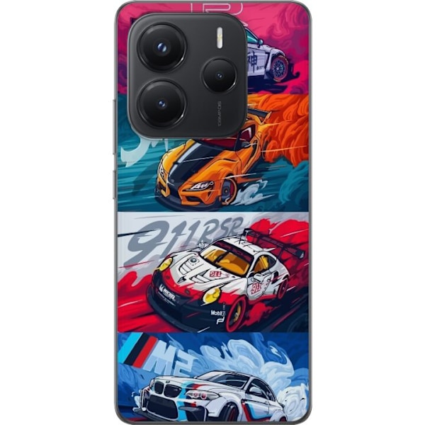 Xiaomi Redmi Note 14 Läpinäkyvä kuori Nopeat Autot - Piirre