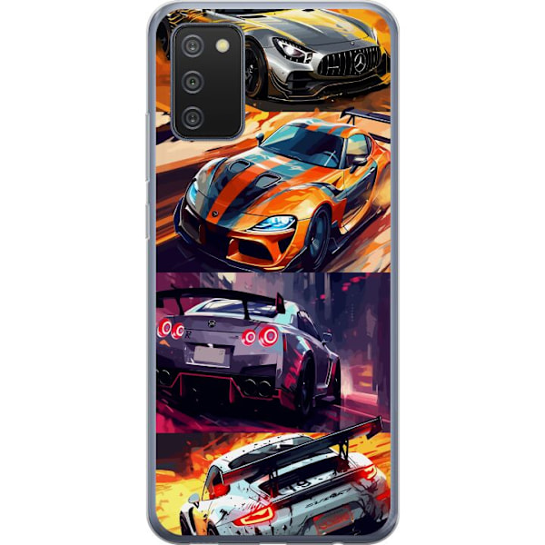 Samsung Galaxy A02s Läpinäkyvä kuori Ralli kuume - vauhdikas teema ralliautoilla