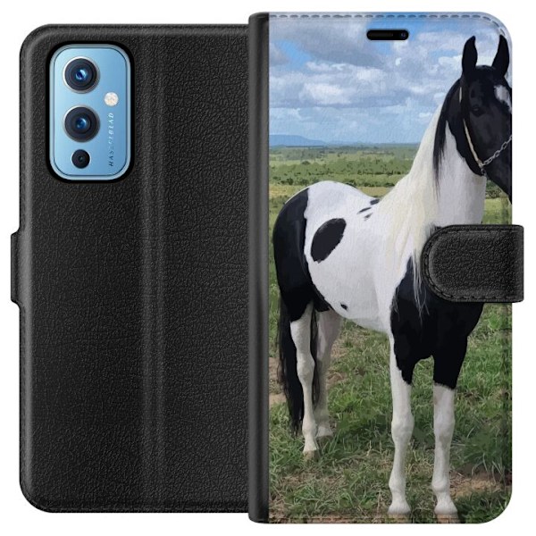 OnePlus 9 Plånboksfodral Hästmagi – stiliserad häst i lugn färgskala