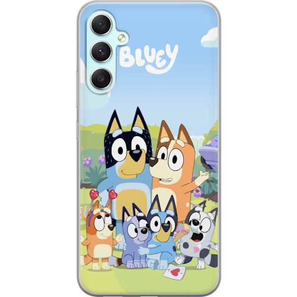 Samsung Galaxy A34 Genomskinligt Skal Bluey mobilskal med hela familjen i färgglad design