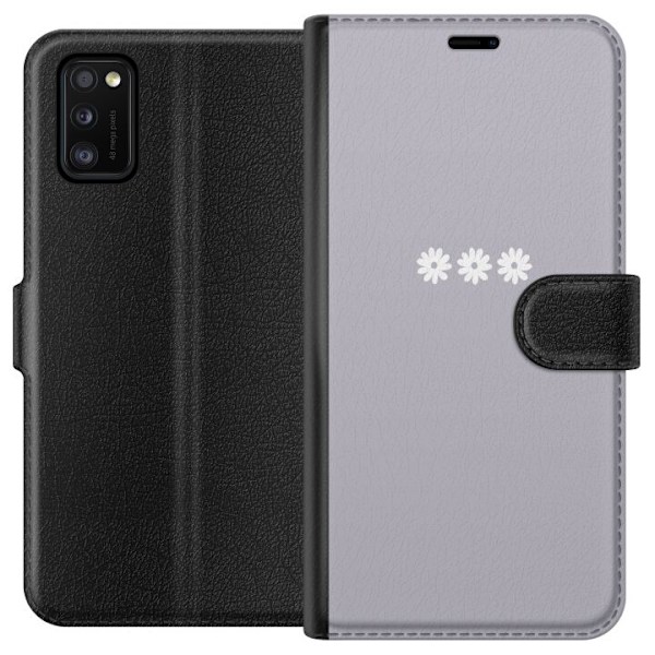 Samsung Galaxy A41 Tegnebogsetui Lilla Blomminimalisme - stilfuldt blomstermotiv på lilla baggrund