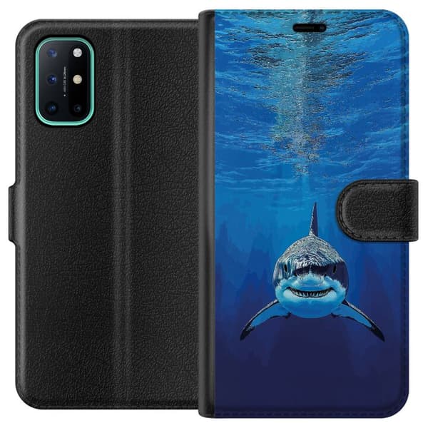 Kompatibelt Plånboksfodral till OnePlus 8T Närbild av en vithaj under vattnet blå