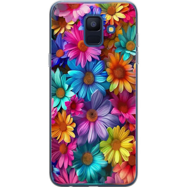 Samsung Galaxy A6 (2018) Genomskinligt Skal Gerbera Blommor Färgglad Dekor Blommotiv Populärt Heminredning Färg Rik Väggkonst Design