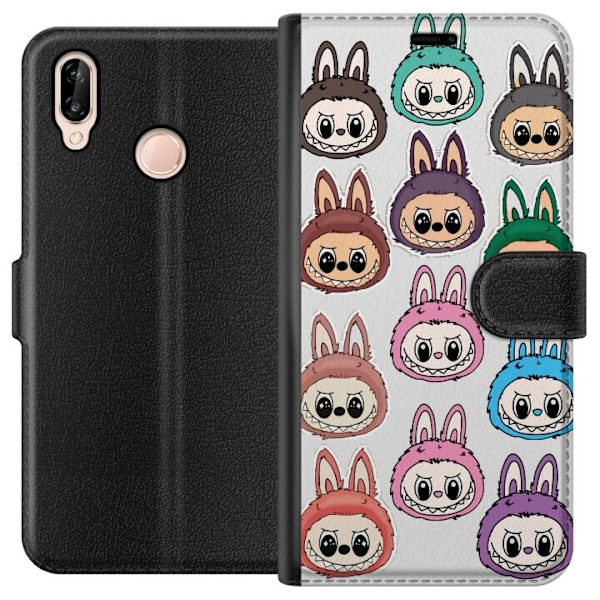Huawei P20 lite Lompakkokotelo Labubu Macaron Monster - Söpö