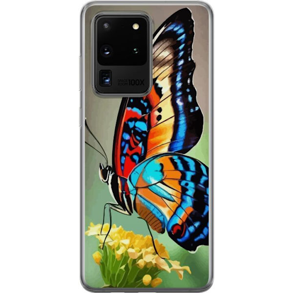 Samsung Galaxy S20 Ultra Genomskinligt Skal Fjäril Natur Sommar Motiv Vingar Färgstark Design Populär Dekor Grafiskt Exotiskt Tema