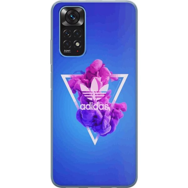 Xiaomi Redmi Note 11S Läpinäkyvä kuori Adidas-inspiroitunut sininen muotoilu - urheilullinen motiivi retro-vibeillä sinisissä sävyissä