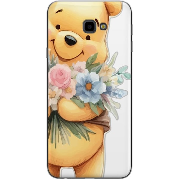 Samsung Galaxy J4+ Gennemsigtig cover Nalle Puh med blomster -