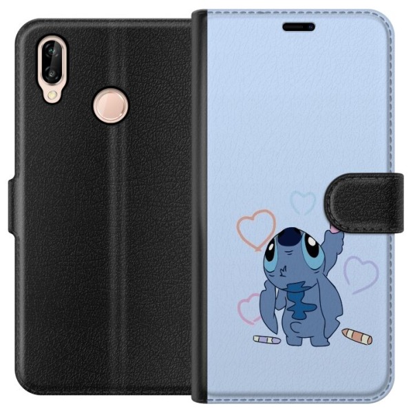 Huawei P20 lite Tegnebogsetui Stitch Hjerter