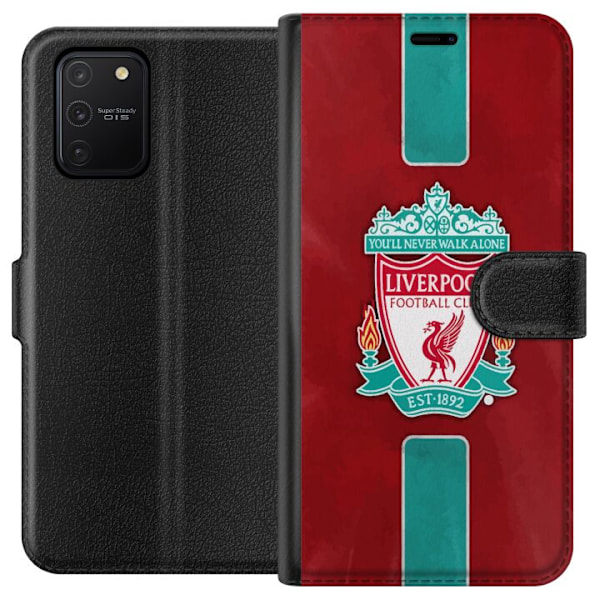 Samsung Galaxy S10 Lite Tegnebogsetui Liverpool FC - Klassisk Fodboldstolthed i Rødt