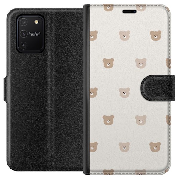 Samsung Galaxy S10 Lite Tegnebogsetui Teddybaggrund - søde teddybjørne mod en blød baggrund