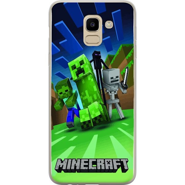 Samsung Galaxy J6 Genomskinligt Skal Minecraft Creeper mobilskal i klassisk grön pixelstil