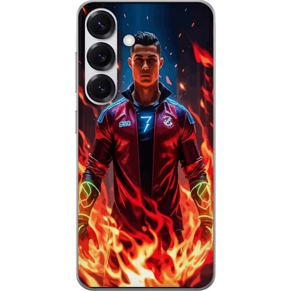 Samsung Galaxy S25 Läpinäkyvä kuori Ronaldo Inferno - jalkapallolegenda liekeissä